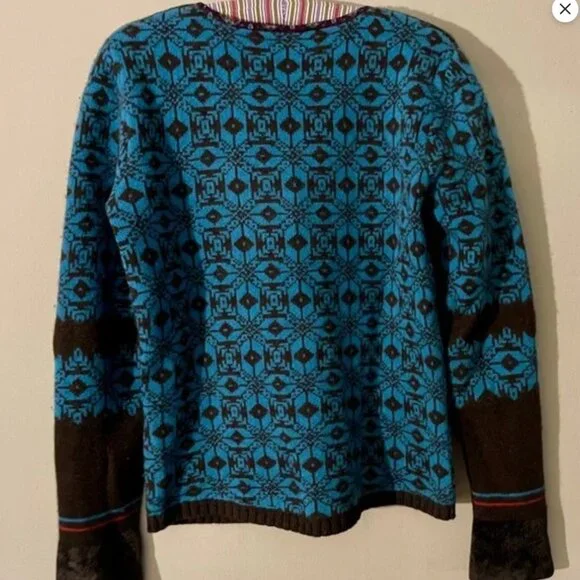 Rozae Nichols | Merino Wool Snap Front Cardigan w/ Chenille Cuffs, Sz M ♥ EUC - Picture 5 of 9